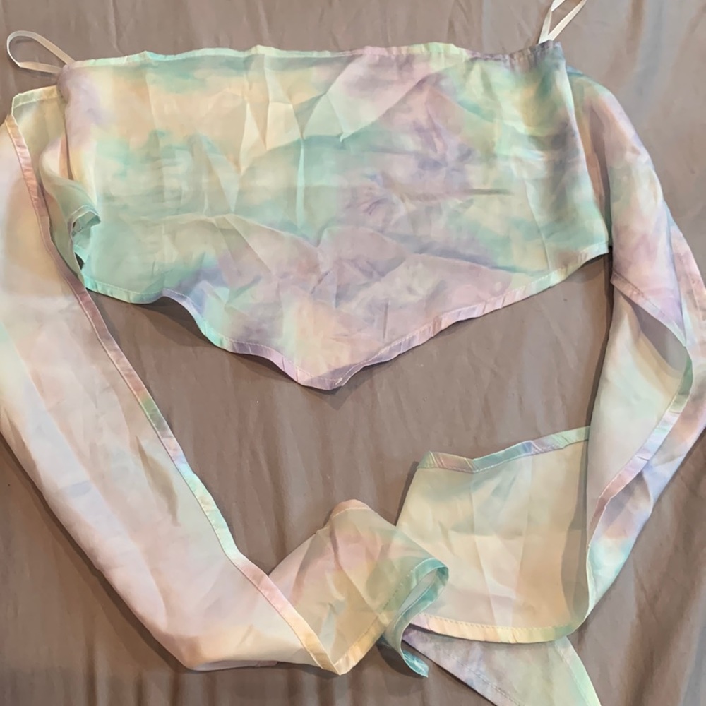 SHEIN junior tie dye back tie crop top with elastic for more stretch size XS